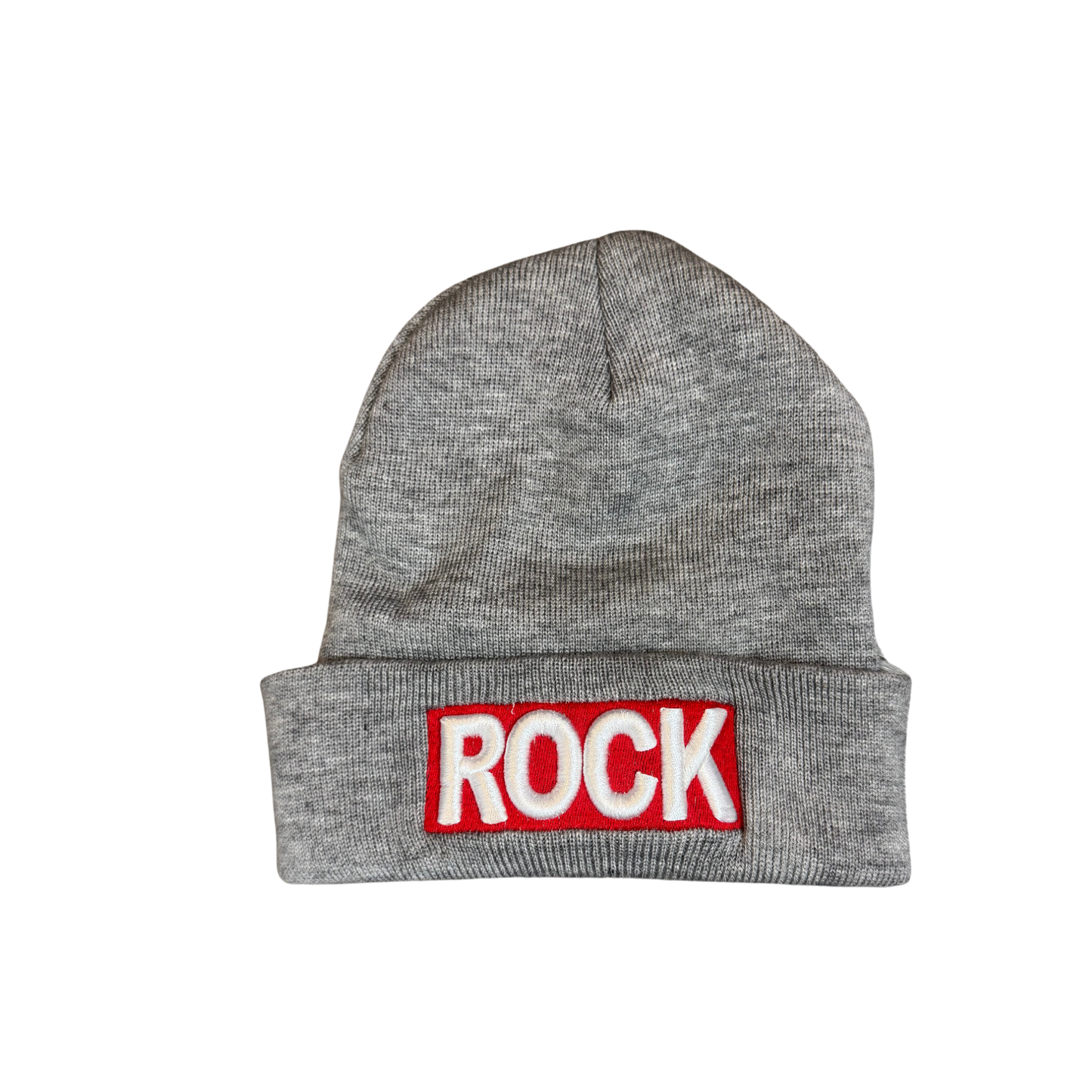 EMBROIDERED CUFFED BEANIE - Gray